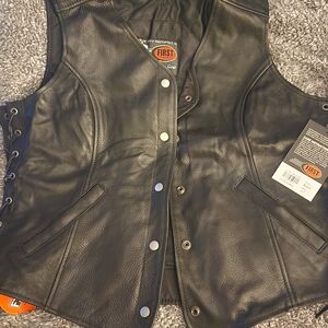 Black Leather Vest by First Manufacturing